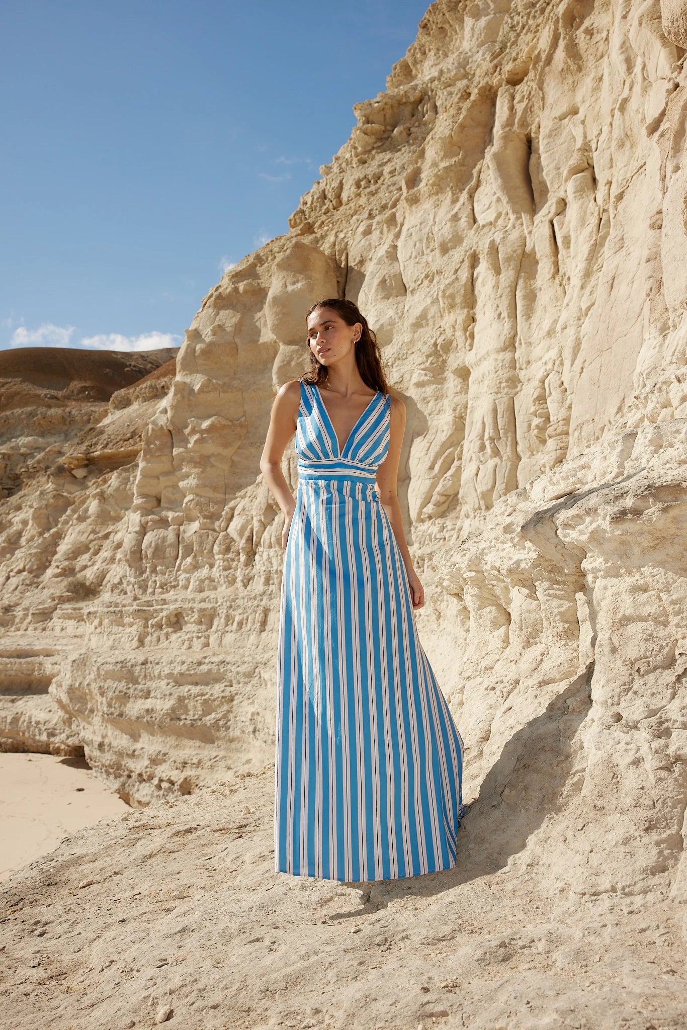 Betty Dress in Ocean Depth & Seashell Stripe