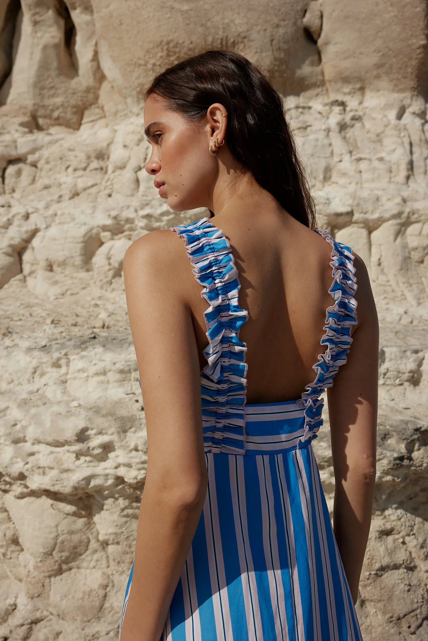 Betty Dress in Ocean Depth & Seashell Stripe