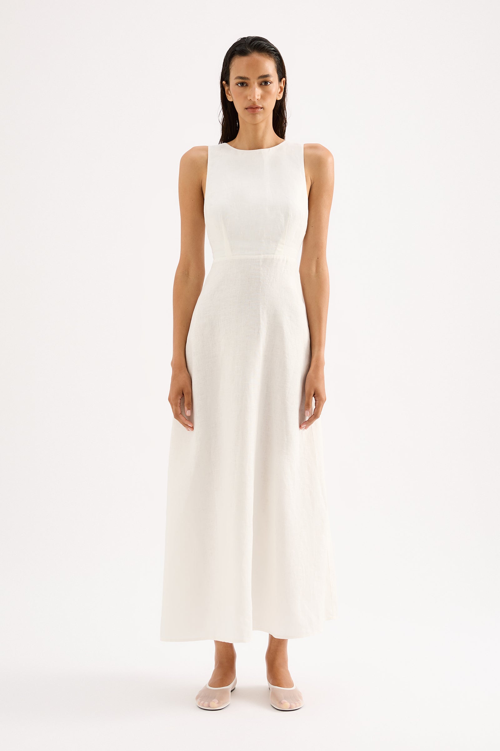 Gael Linen Maxi Dress in White