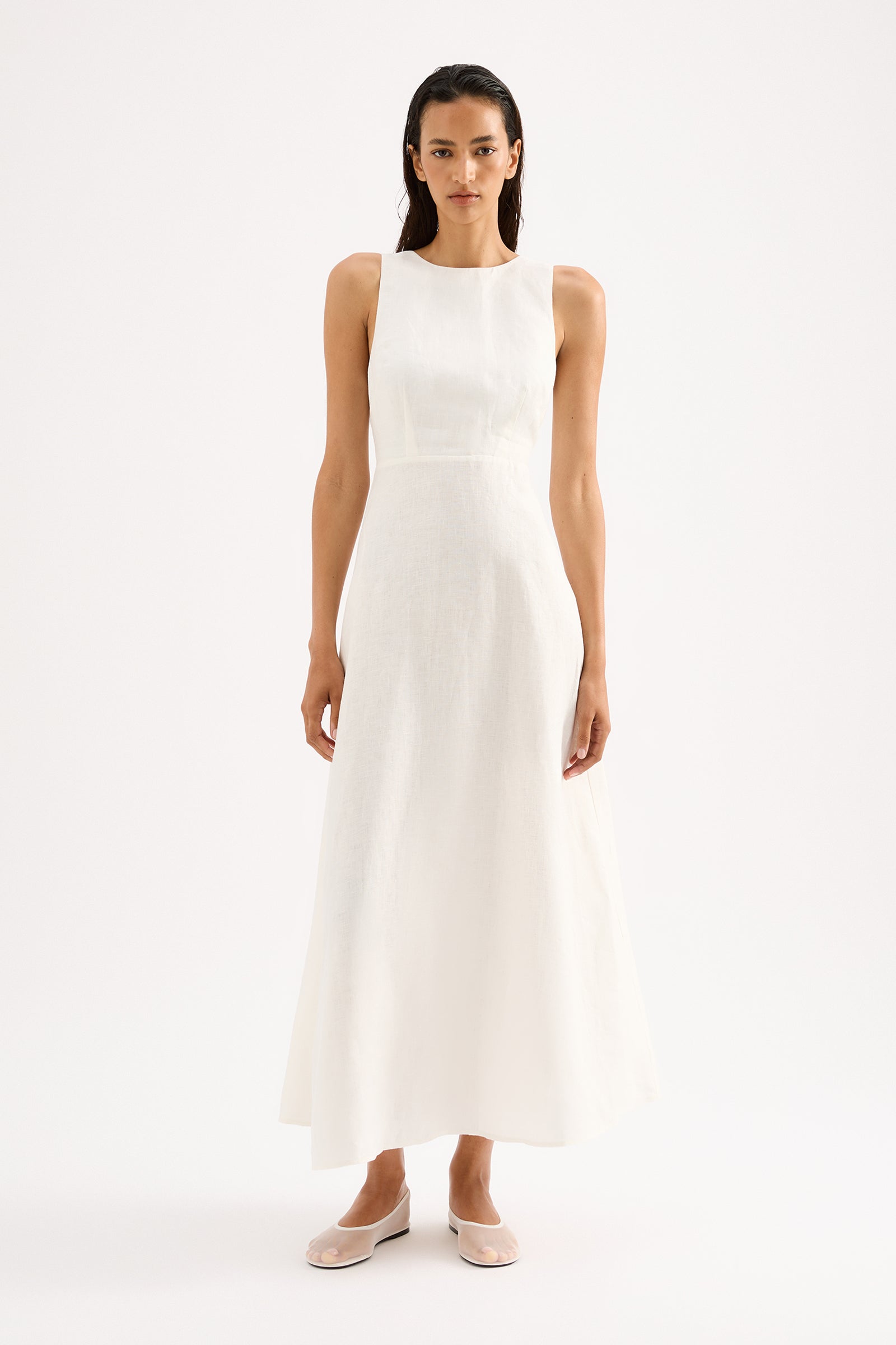 Gael Linen Maxi Dress in White