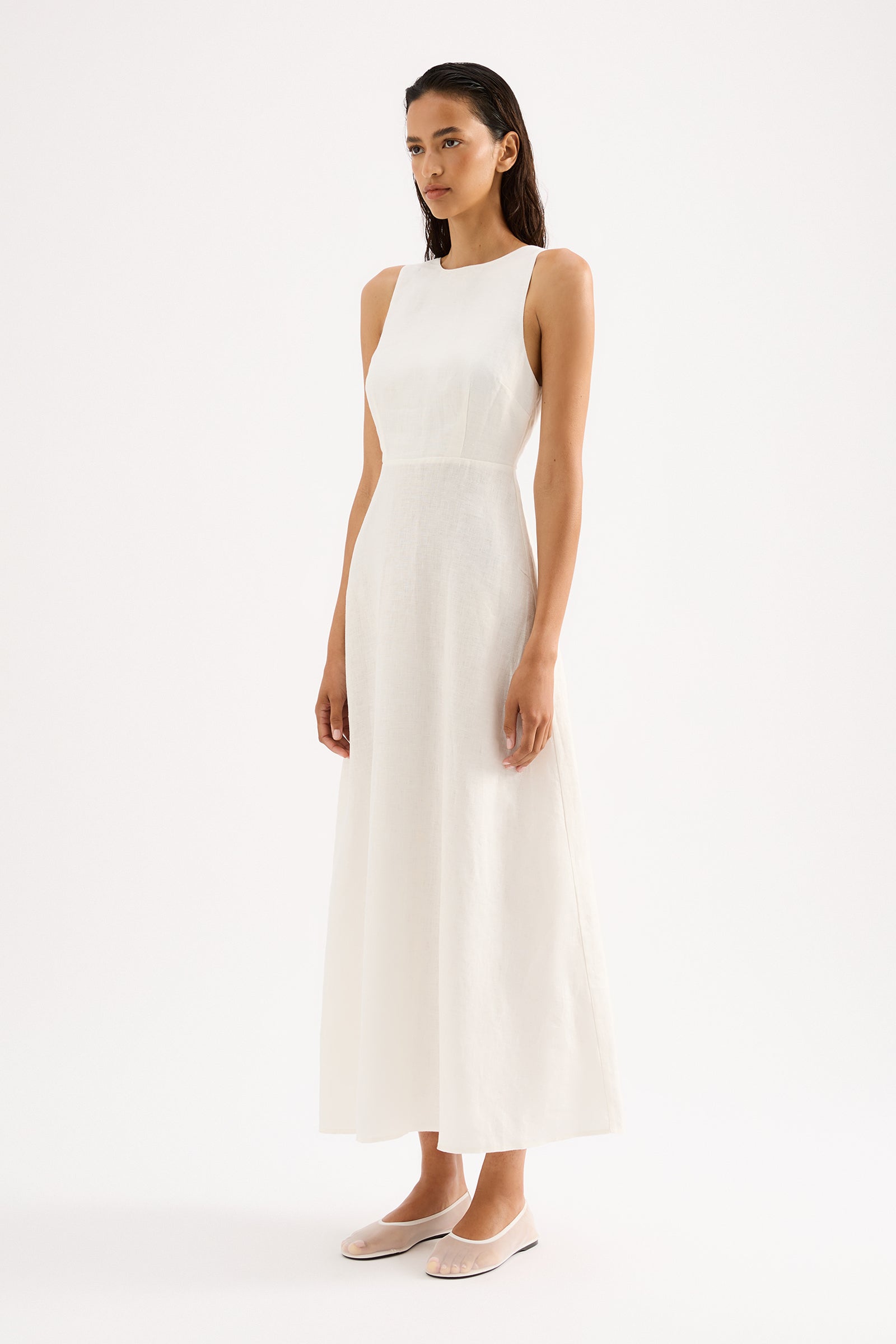 Gael Linen Maxi Dress in White