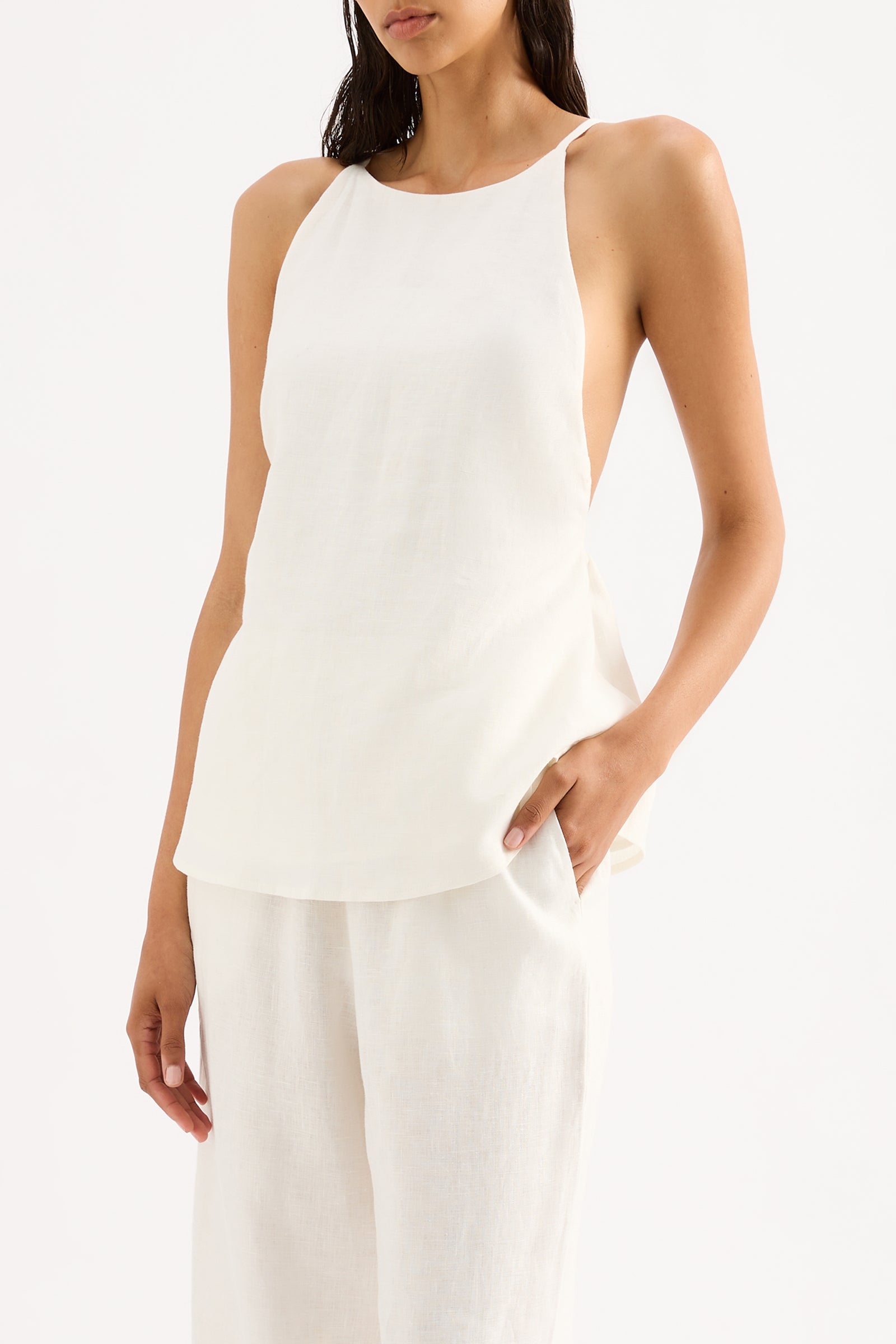 Zibra Linen Top in White