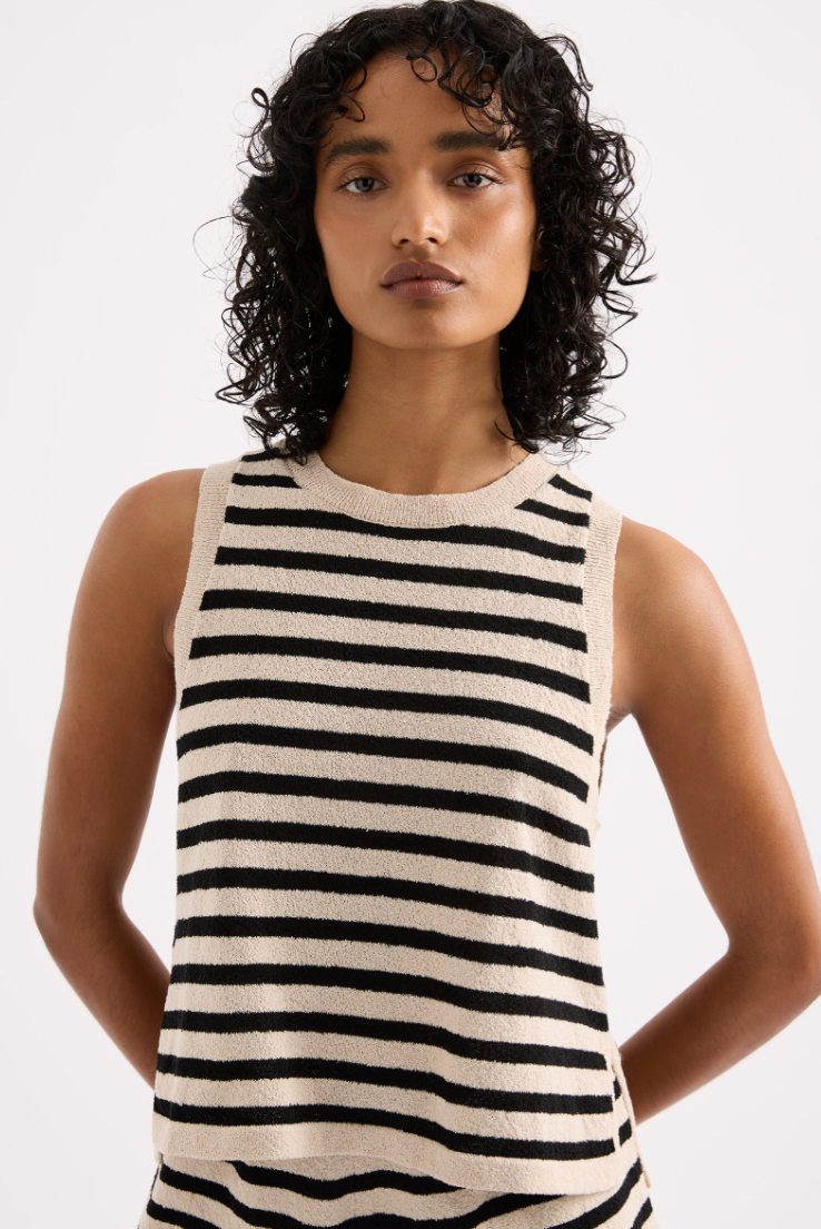 Kayda Knit Tank in Black Stripe