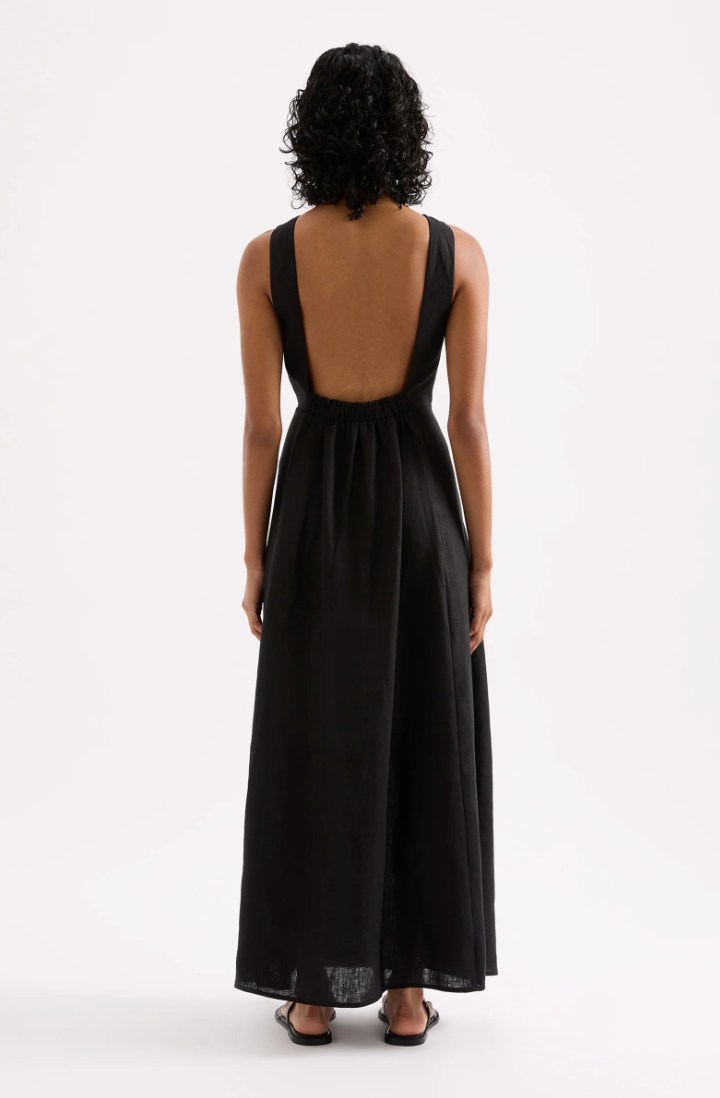 Gael Linen Maxi Dress in Black